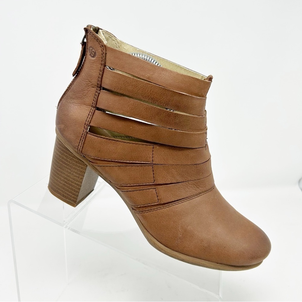 Josef Seibel Brown Leather Caged Cut Out Strappy Heeled Ankle Boots Size 39